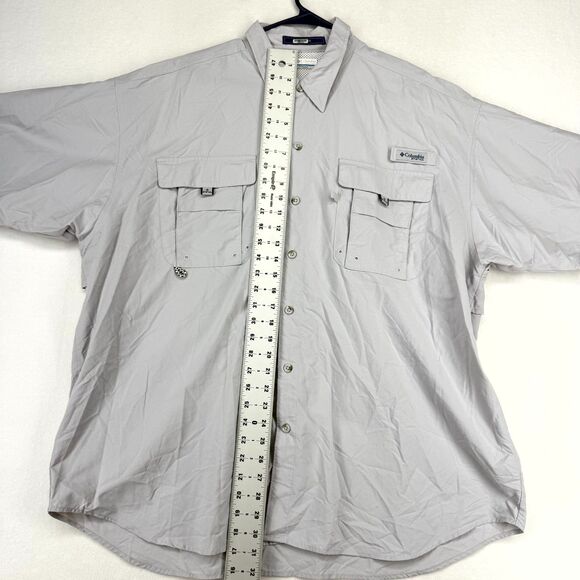 Columbia PFG Fishing Gear Light Gray Short Sleeved Nylon Shirt Mens Size 2X - Picture 9 of 10